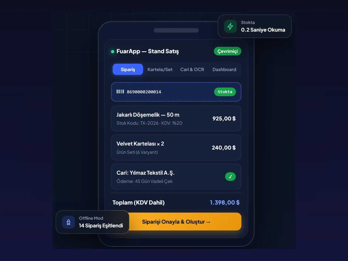 FuarApp booth sales screen