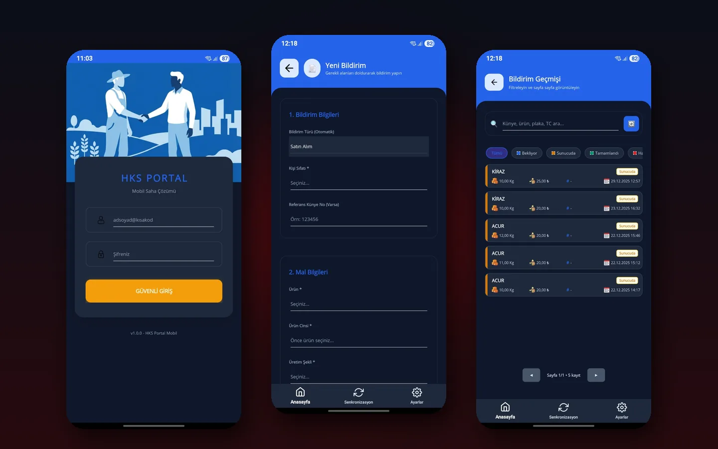 Hal Registration System mobile app screens